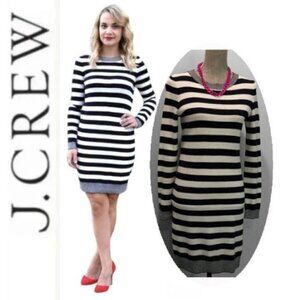 J Crew Blue Stripe Long Sleeve Knit Sweater Dress Size Medium